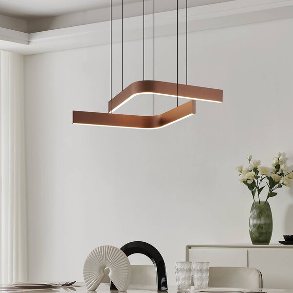 LED inteligentné závesné svietidlo Folcino-Z, bronzová, 64 cm,, Hnedá / staromosadz, Obývacia izba / jedáleň, kov, Moderný, Závesné svietidlo