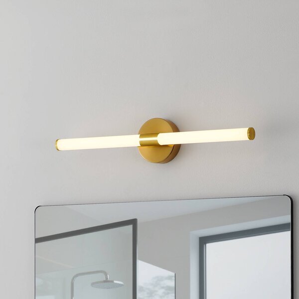 LED nástenné svetlo Ramola, mosadzná farba, šírka 60 cm, IP44,, Mosadz / zlato, Kúpeľňa, kov, Moderný