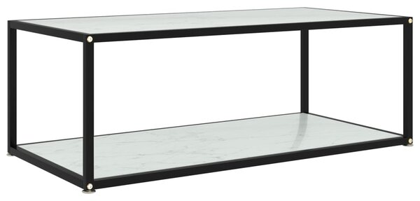 Konferenčný stolík, biely 100x50x35 cm, tvrdené sklo