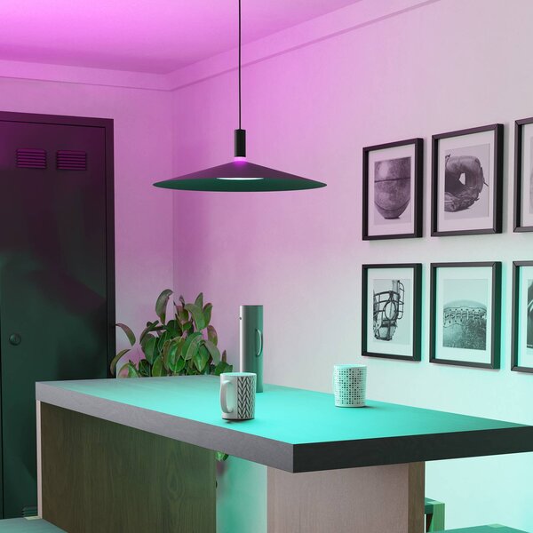 LED inteligentné závesné svietidlo Conomavilla-Z, čierna, Ø 45 cm RGB, Čierna, Obývacia izba / jedáleň, kov, Moderný, Závesné svietidlo