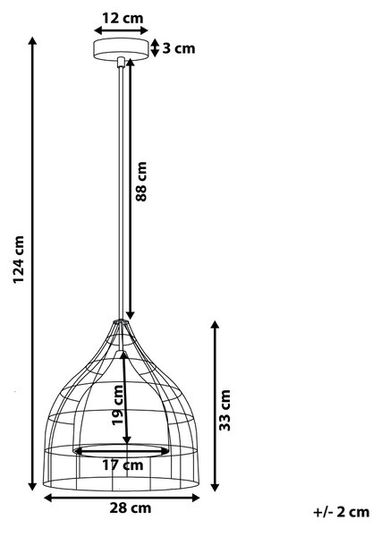 Závesná lampa čierna kovová 121 cm medené zvonové drôtené tienidlo v tvare klietky industriálny dizajn