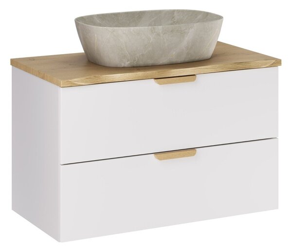 Comad Závěsná skříňka Aster Nature Anna s deskou a umyvadlem 80 cm bílá/dub cremona