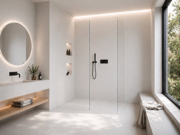 CERANO - Sprchová zástena Walk-in Crystal TL/P - 8 mm - bezvzperový systém - biela matná, transparentné sklo - 50x50x200 cm