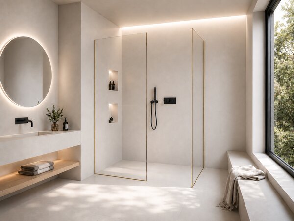 CERANO - Sprchová zástena Walk-in Crystal TL/P - 8 mm - bezvzperový systém - zlatá, transparentné sklo - 60x50x200 cm