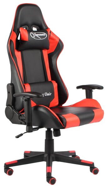 Otočná herná stolička červená PVC