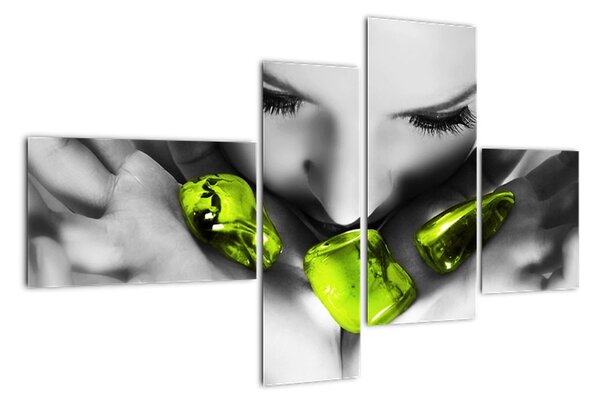 Moderný obraz - zelené kamene v dlani (Obraz 110x70cm)