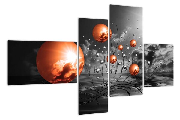 Abstraktné obrazy - oranžové gule (Obraz 110x70cm)