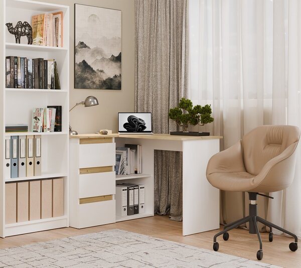 TP Living Rohový psací stůl Nicea levý dub artisan/bílý