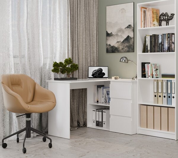 TP Living Rohový psací stůl Nicea pravý bílý