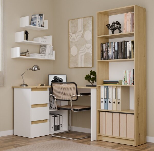 TP Living Rohový psací stůl Nicea levý dub artisan/bílý