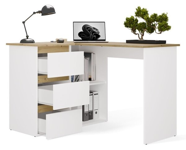 TP Living Rohový psací stůl Nicea levý dub artisan/bílý