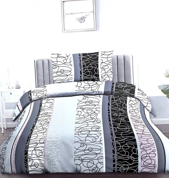 Didatex PINK-BLACK-GREY bavlnené obliečky DeLuxe Obsah balenia: Štandardný rozmer 1x 140x200 + 1x 70x90