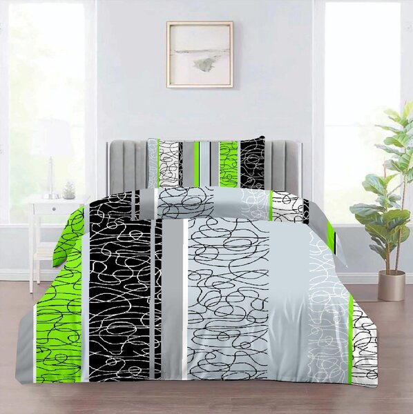 Didatex LIME-BLACK-GREY bavlnené obliečky DeLuxe Obsah balenia: Štandardný rozmer 1x 140x200 + 1x 70x90