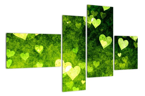 Zelená srdiečka - obraz do bytu (Obraz 110x70cm)