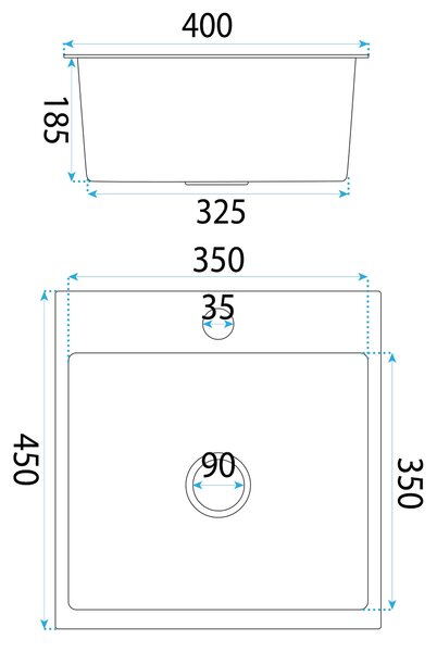 Rea Leo 40, 1-komorový nerezový drez 400x450x185 mm, medená matná, ZLE-06016