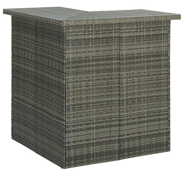 Rohový barový stolík sivý 100x50x105 cm polyratanový