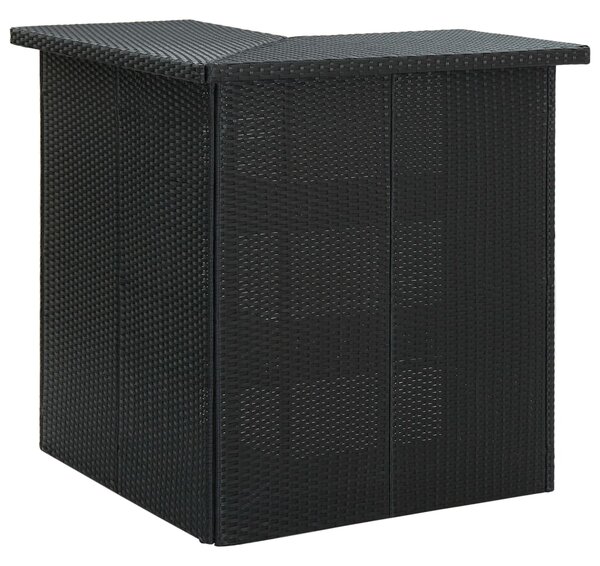 Rohový barový stolík čierny 100x50x105 cm polyratanový