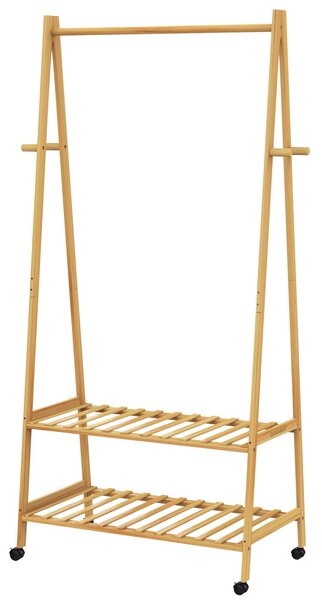 Vešiak na oblečenie s kolieskami 155x70x45cm - bambus