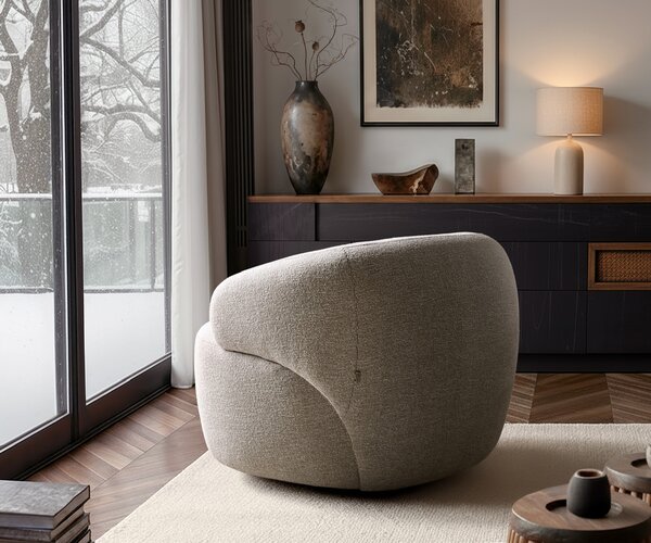 DELIFE Lounge kreslo Nova 88x88 cm tkanina mäkký béžová