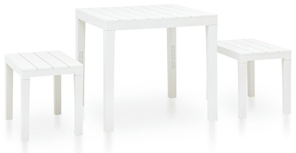 Záhradný stôl s 2 lavičkami plastový biely