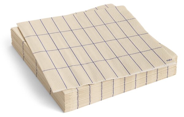Papierové servítky Pattern Lunch Off-white/Blue Grid – set 20 ks