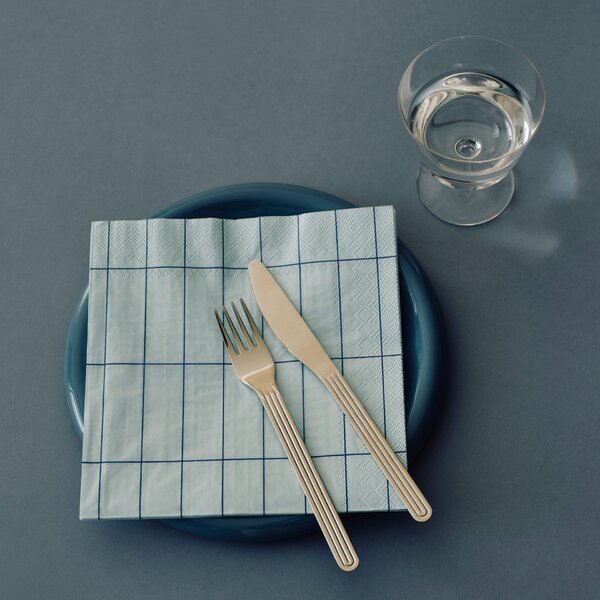 Papierové servítky Pattern Lunch Light Blue/Blue Grid – set 20 ks