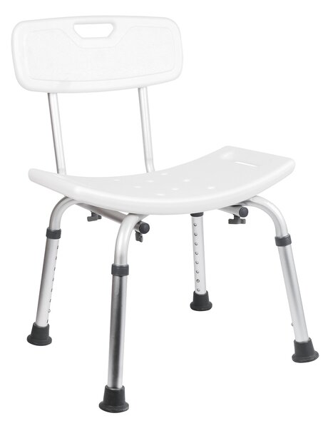 BISK Erga Handicap "PRO", obdĺžniková stolička do kúpeľne s chrbtovou operou 495x545x840 mm, biela, ERG-07657
