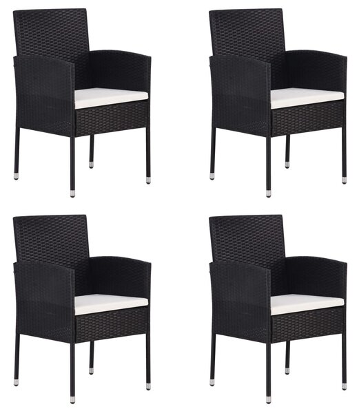 Záhradné stoličky 4 ks, polyratan, čierne
