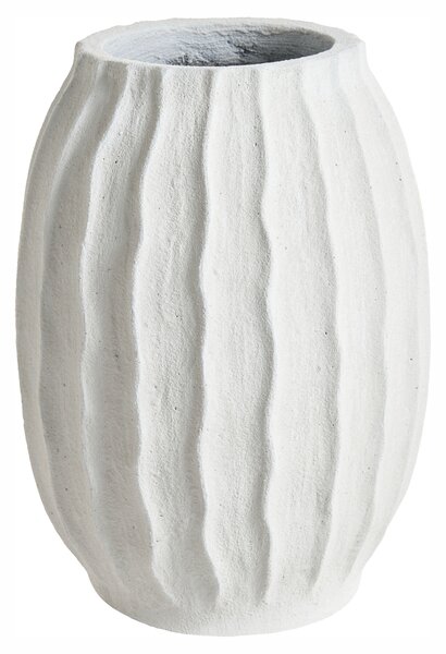 Kvetináč biela cement sklolaminát 35 x 49 cm okrúhly tvar drážkovaný povrch moderný štýl interiér exteriér