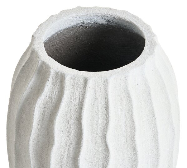 Kvetináč biela cement sklolaminát 35 x 49 cm okrúhly tvar drážkovaný povrch moderný štýl interiér exteriér