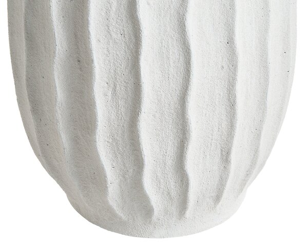 Kvetináč biela cement sklolaminát 35 x 49 cm okrúhly tvar drážkovaný povrch moderný štýl interiér exteriér
