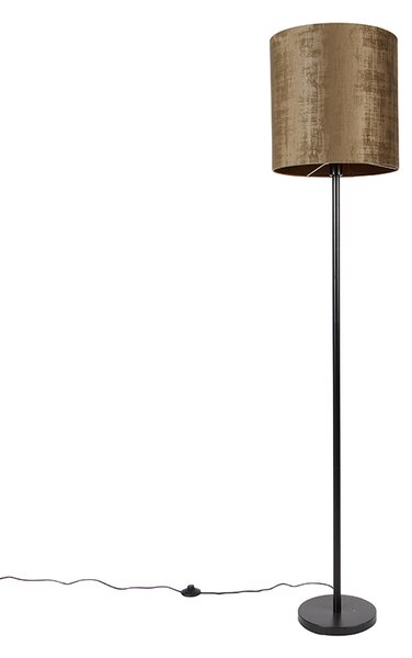 Klasická stojaca lampa čierna odtieň hnedá 40 cm - Simplo