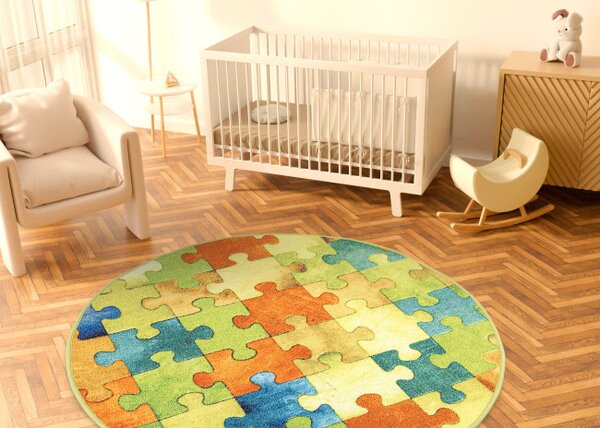Koberec Puzzle viacfarebný kruh