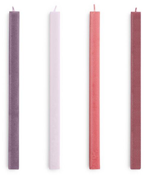 Sviečka Square Candle Reds and Bordeaux – set 4 ks