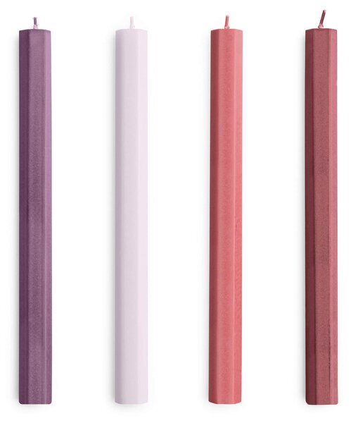 Sviečka Hexagon Candle Reds and Bordeaux – set 4 ks