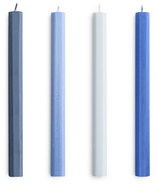 Sviečka Hexagon Candle Blues – set 4 ks