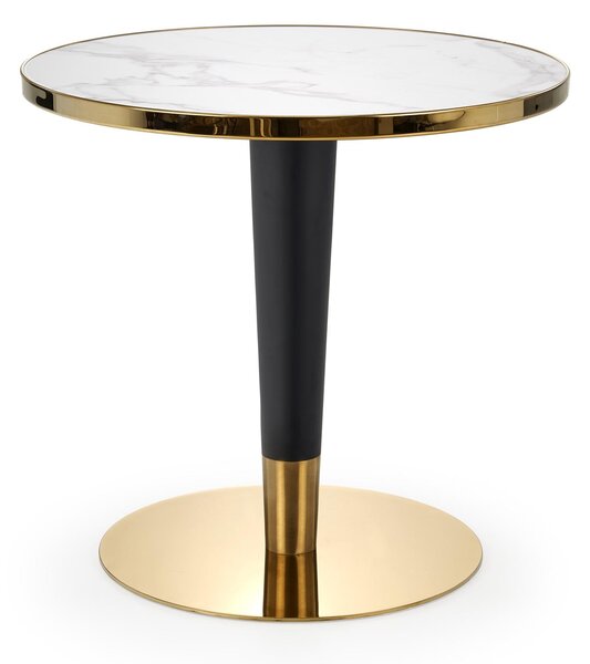 MORATA stôl okrúhly, Biely mramor / Čierny / zlaté