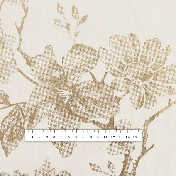 Biante Zamatový štvorcový obrus Isabela Flower IBL-022 Zlaté kvety na smotanovom 60x60 cm