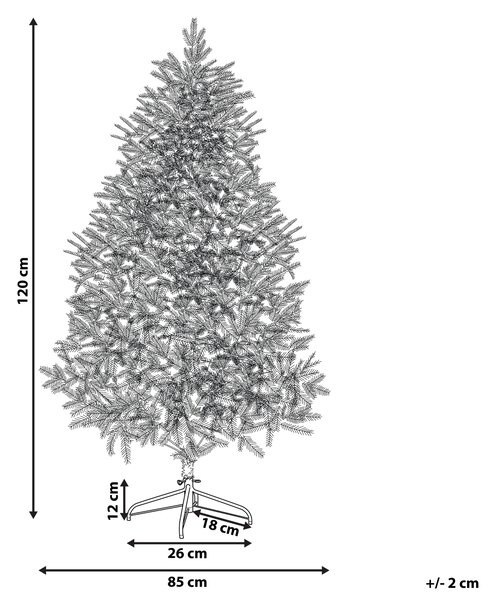 Umelý vianočný stromček biele zasnežené vetvy PVC kovový podstavec 120 cm škandinávsky štýl