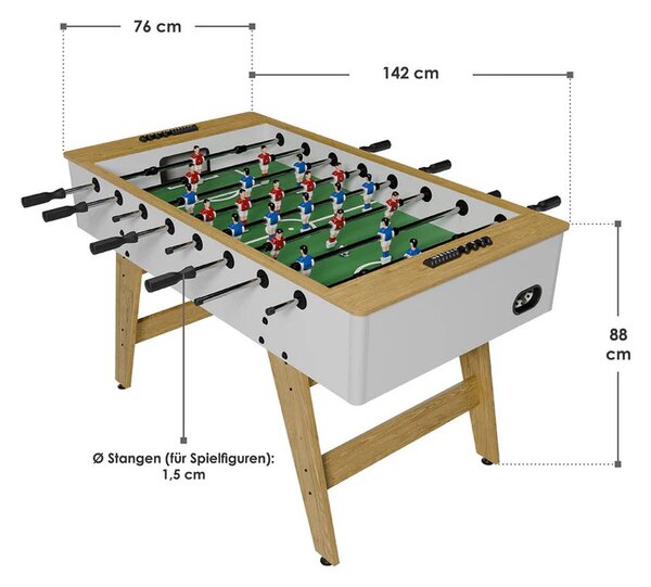 Stolný futbal 142x76x88 cm - prírodný/biely