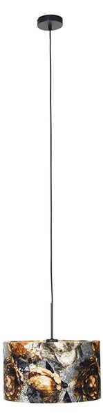 Moderné závesné svietidlo čierne s kvetinovým tienidlom 35 cm - Combi
