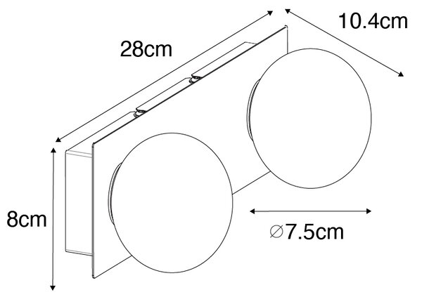 Nástenná lampa zlatá 28 cm IP44 2-svetlo s vypínačom - Cederic