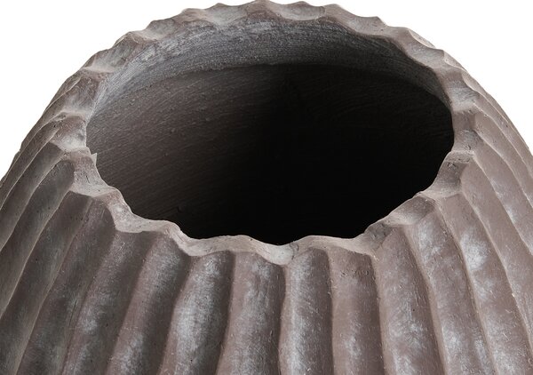 Kvetináč hnedý cement sklolaminát 43 x 42 cm okrúhly tvar drážkovaný povrch moderný štýl interiér exteriér