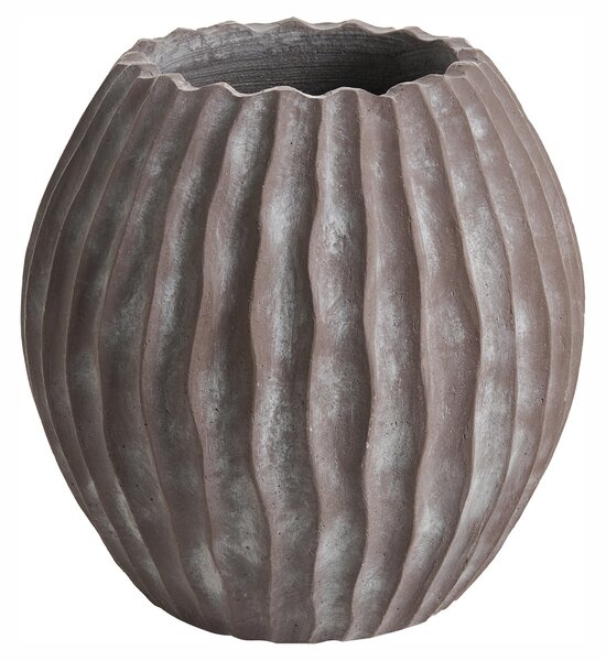 Kvetináč hnedý cement sklolaminát 43 x 42 cm okrúhly tvar drážkovaný povrch moderný štýl interiér exteriér