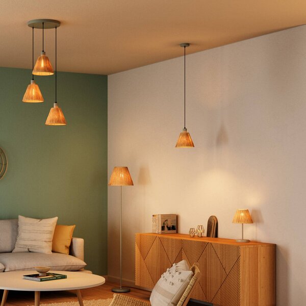 OSRAM závesné svietidlo Decor Raffia, 1-pl., rafia, prírodná farba, Hnedá / hrdzavá, Obývacia izba / jedáleň, Vidiecky / Rustikálny, Závesné svietidlo