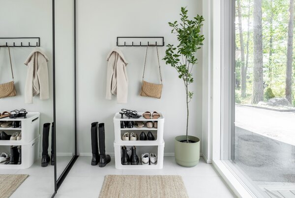 Úložný box s otvorenou prednou hranou, MODULE, s vekom, biely - 59,5 × 39,5 × 30 cm