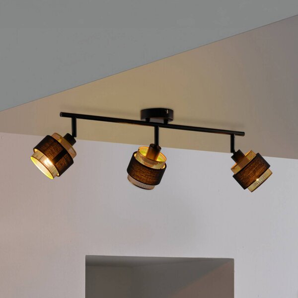 OSRAM Stropné svietidlo Decor Spot Hornet, 3-pl., čierne/zlaté, Čierna, Obývacia izba / jedáleň, Textil / látka / hodváb, Moderný, Stropné svetlo