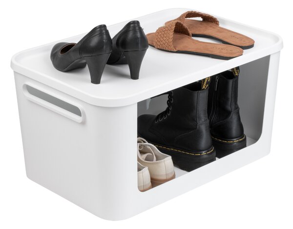Úložný box s otvorenou prednou hranou, MODULE, s vekom, biely - 59,5 × 39,5 × 30 cm