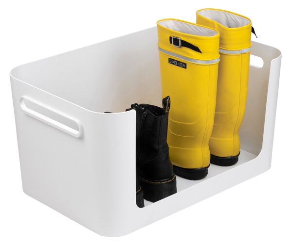 Úložný box s otvorenou prednou hranou, MODULE, s vekom, biely - 59,5 × 39,5 × 30 cm