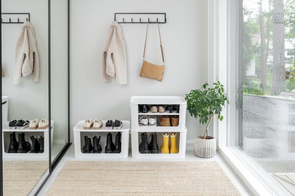 Úložný box s otvorenou prednou hranou, MODULE, s vekom, biely - 59,5 × 39,5 × 30 cm